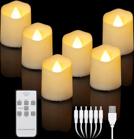 Luminarie LED acceseibili con timer a distanza - fanno fiamma calda - illuminazione elettrica a cera - cavo USB decorativo per Natale e Halloween