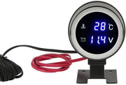 Termometro Digitale con Display Multifunzione - Misurazione della Temperatura - Voltmetro - Display a LED - Alta Precisione - Facile da Installare - Schermo a LED Blu