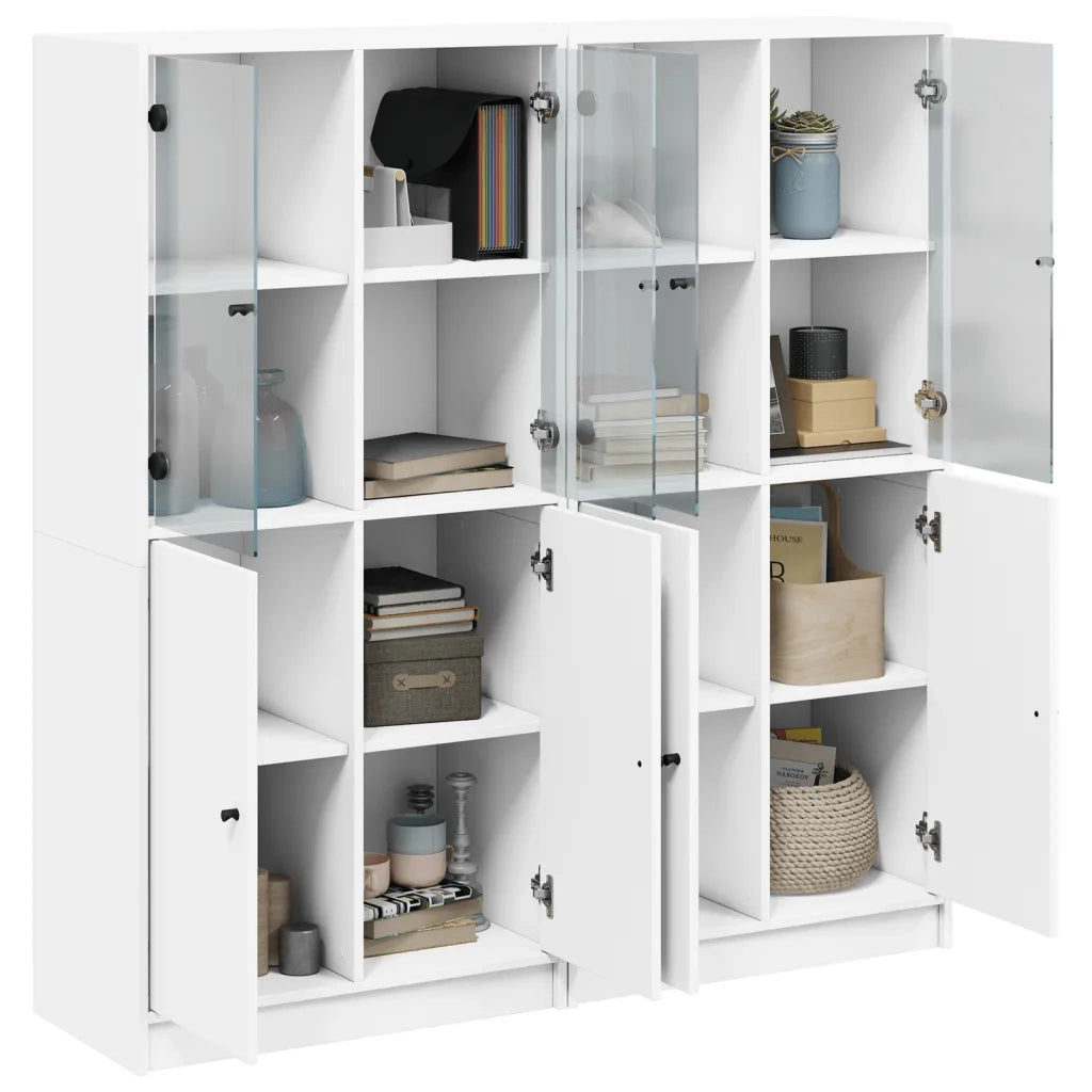 Libreria con Ante Bianca 136x37x142 cm in Legno Multistrato 3206524