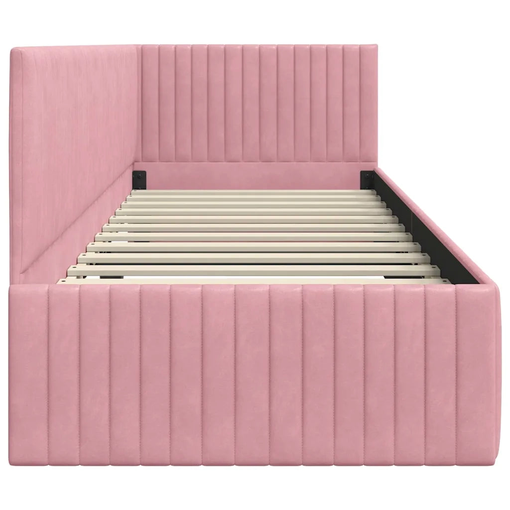 Letto singolo | Letto per adulti | Cornice del letto ad angolo Rosa 80 cm x 200 cm Velluto