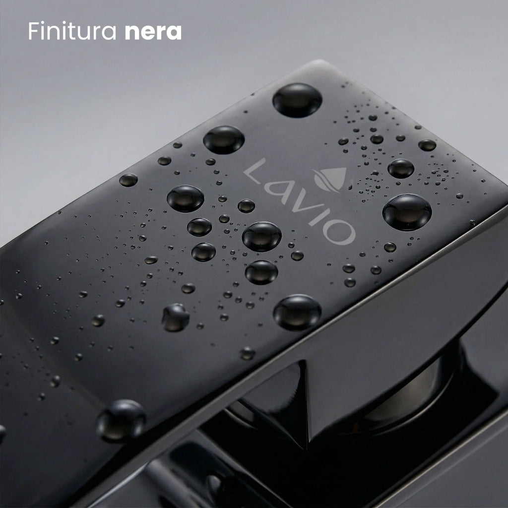 Rubinetto lavabo alto a cascata nero da appoggio miscelatore bagno EVIO