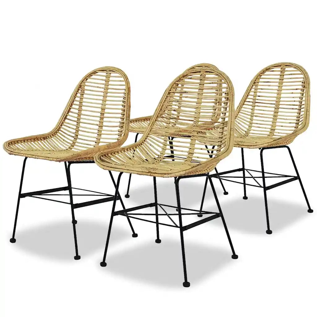 Sedie da Pranzo 4 pz in Rattan Naturale