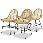 Sedie da Pranzo 4 pz in Rattan Naturale