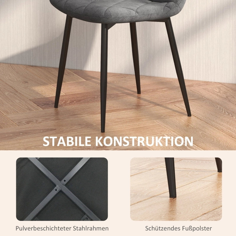 SEDIA DA PRANZO Set da 4 pezzi 45x54x87 cm Grigio effetto velluto struttura in acciaio