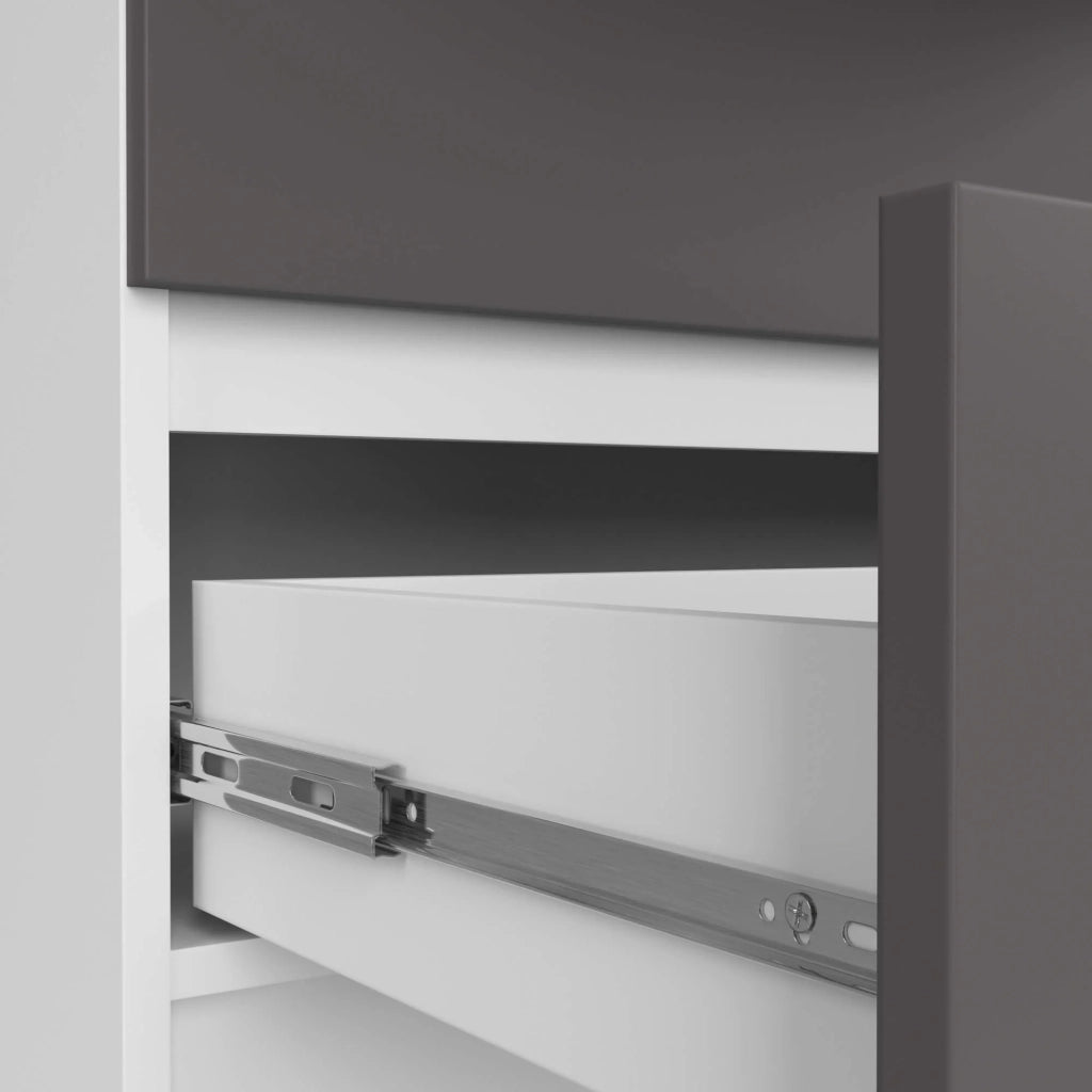 Cassettiera AKORD K160 Bianca 160 cm 10 cassetti inserto frontale Grigio Grafite 160x40x121 cm