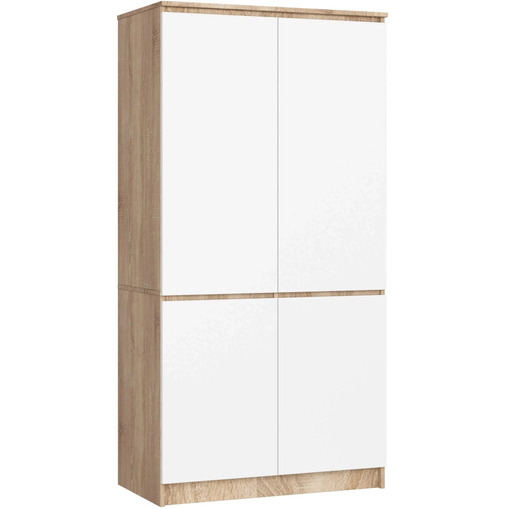 Armadio AKORD S90 4 ante Sonoma Quercia inserto frontale Bianco 90x51x180 cm