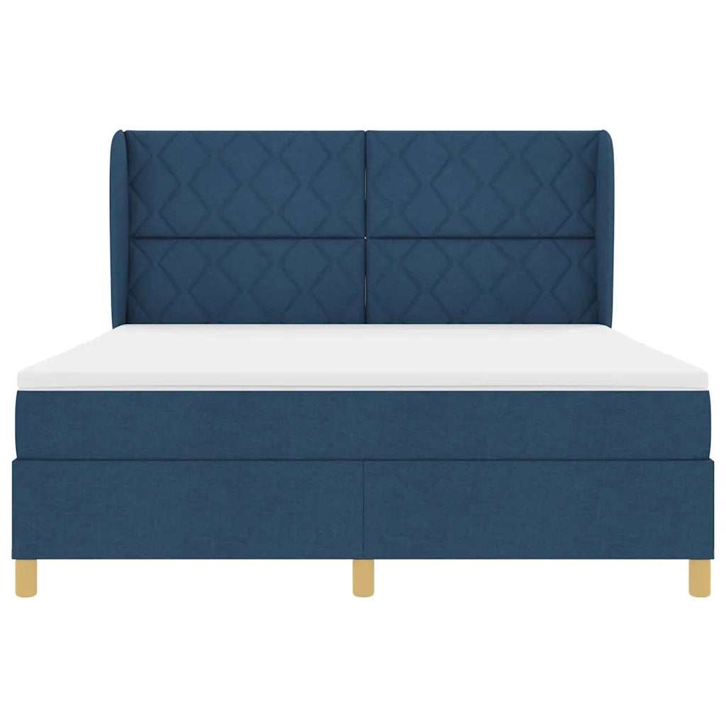 Letto a molle con cuscino con testiera Blu 200 x 180 cm Tessuto 3340836