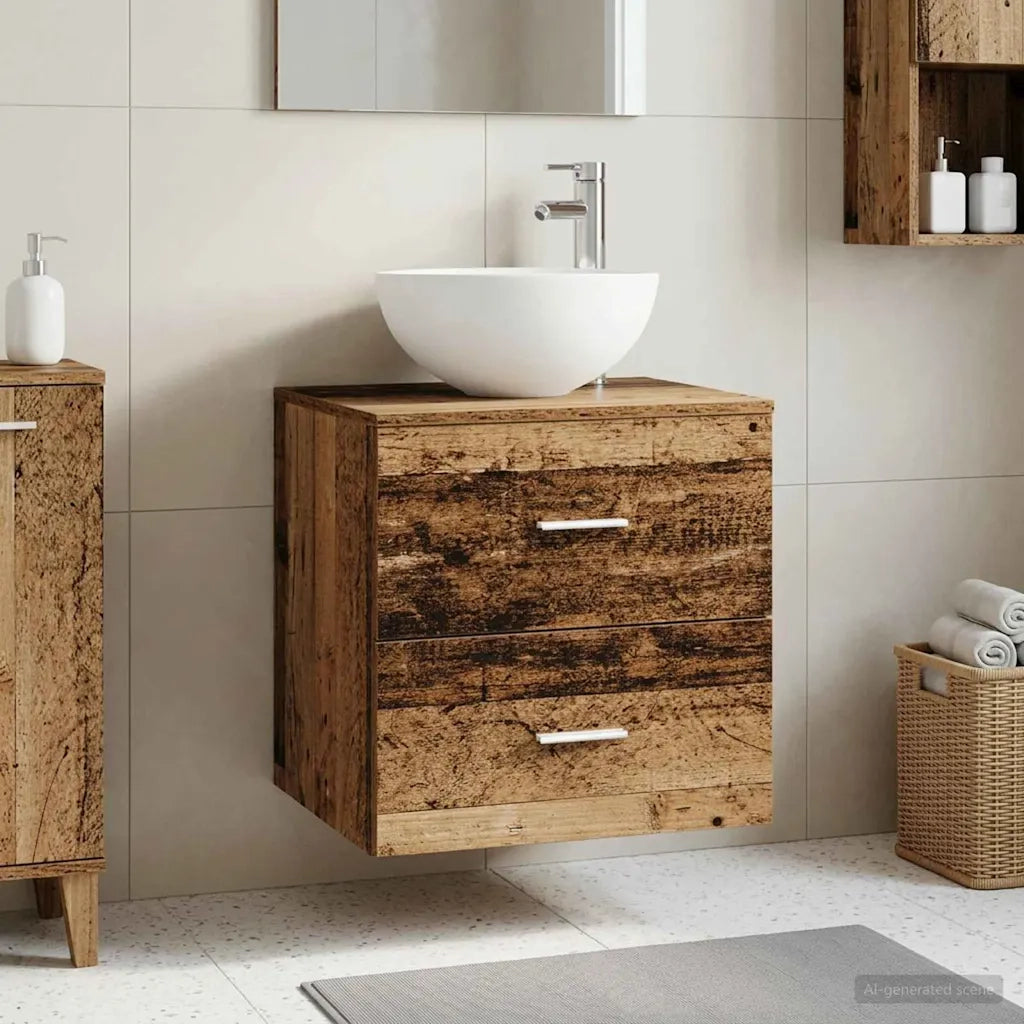 Mobiletto con Lavabo | Armadio Lavabo a Parete Legno antico 49,5 x 35 x 63 cm