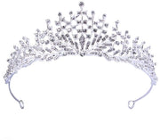 Corona di Natale con Cristalli - Tiara per Principessa - Copricapo per Matrimonio - Corona per Festa di Compleanno - Argento - 16,5 x 5,5 cm