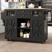 Isola da cucina mobile con piano pieghevole nero 140 cm