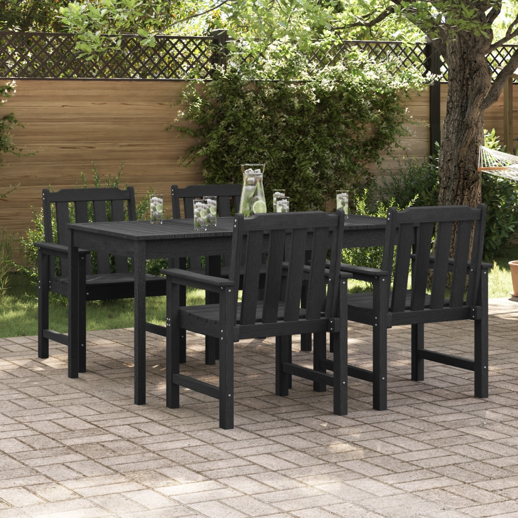 Sedie da pranzo da giardino  4 pz Nero 65,5x55,5x88 cm HDPE