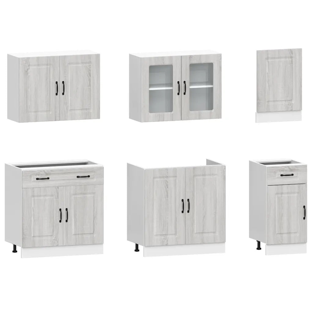 Set Mobili da Cucina 7 pz Kalmar Grigio Sonoma in Truciolato
