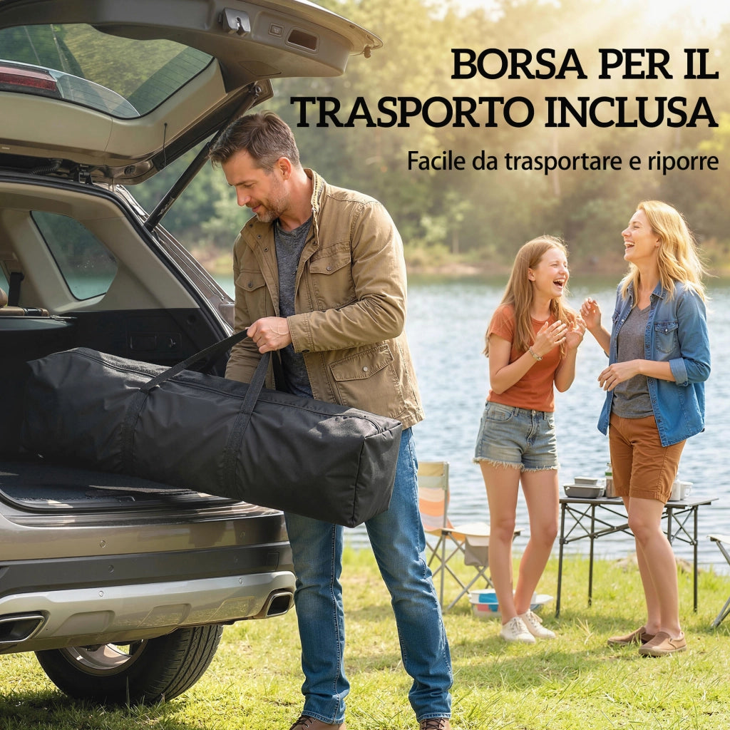 Gazebo Pieghevole Pop-Up 300x300 cm con Parete Laterale in Metallo e Tessuto Oxford Beige