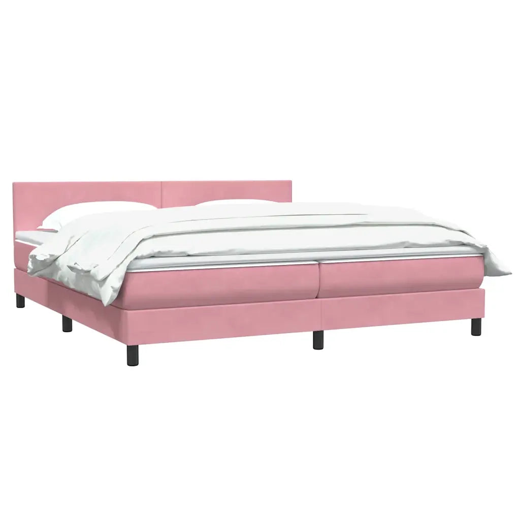 Giroletto a Molle con Materasso Rosa 180x210 cm in Velluto 3316034