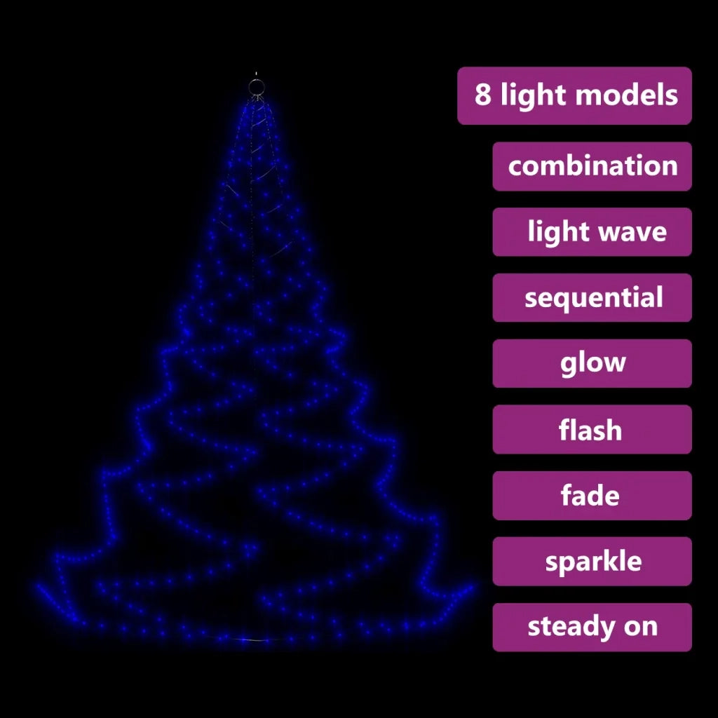 Albero da Parete con Gancio Metallico 260 LED Blu 3 m 328642