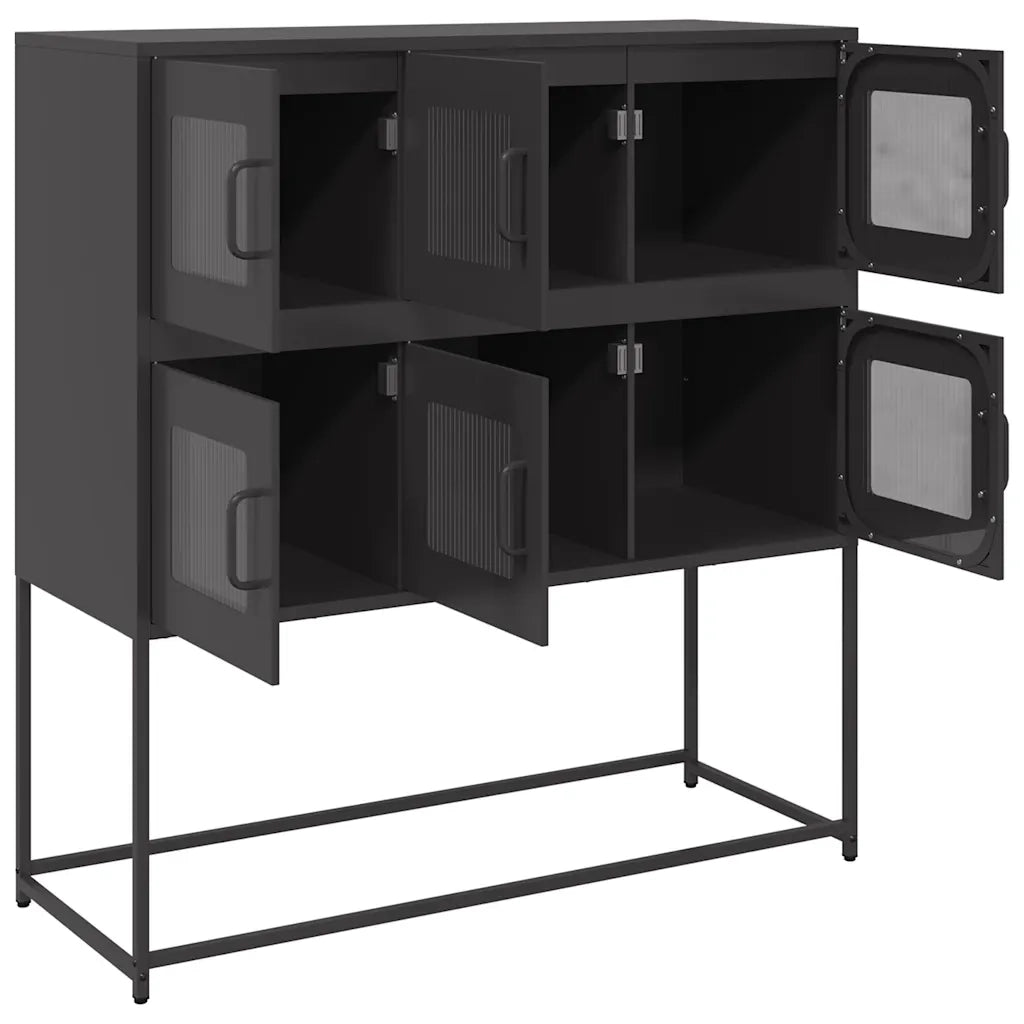 Credenza-Buffet-Armadio da cucina Nera 100,5x39x107 cm in Acciaio Laminato a Freddo 398806