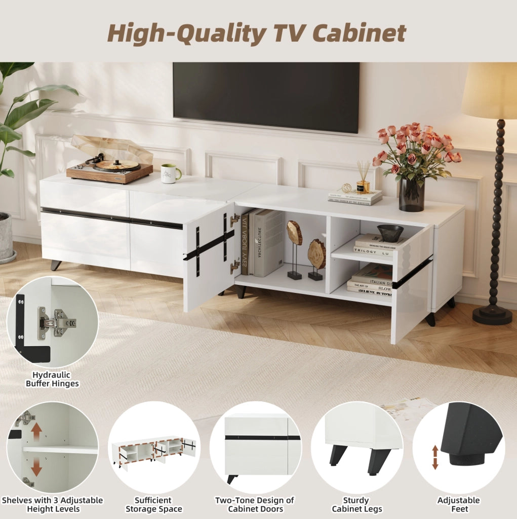 Mobile TV 180 x 40 x 49 cm con 4 armadi e 8 piedini