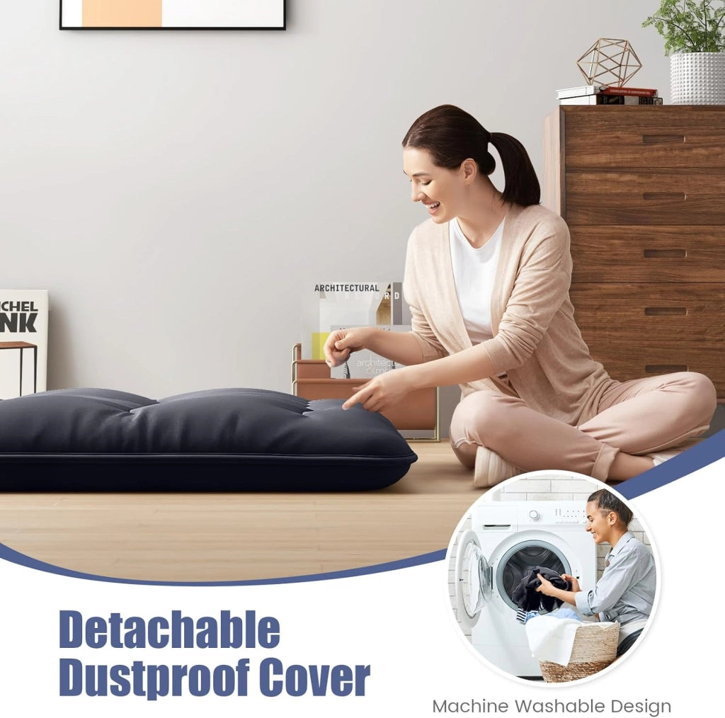 Materasso da pavimento 140x200 cm, materasso futon giapponese, tatami pieghevole e portatile, materasso richiudibile con borsa e rivestimento rimovibile, materasso per dormire e supporto per