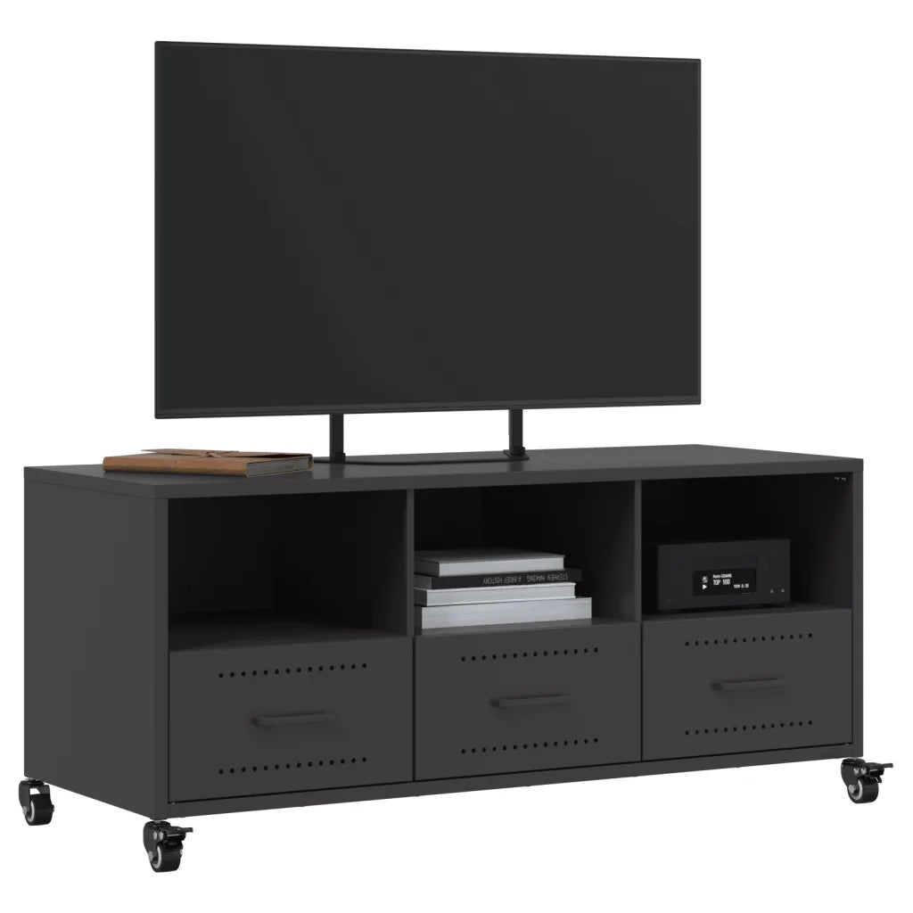 Mobile TV Nero 100,5x39x43,5 cm in Acciaio 846692