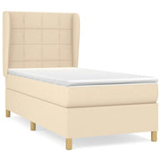 Letto singolo | Letto per adulti | Giroletto a Molle con Materasso Crema 90x190 cm in Tessuto