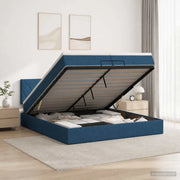 Letto ottomano con materasso Blu 200 x 200 cm Tessuto 3456440