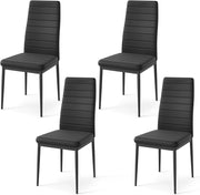 Set di 4 sedie da pranzo, schienale alto e seduta con imbottitura, sedie da cucina rivestite in pelle artificiale, struttura in metallo, portata fino a 150 kg, per sala da pranzo e ristorante