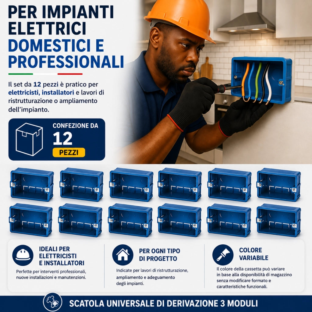12 Cassette Incasso 503 3 Moduli 100 x 60 x 40 mm IP40