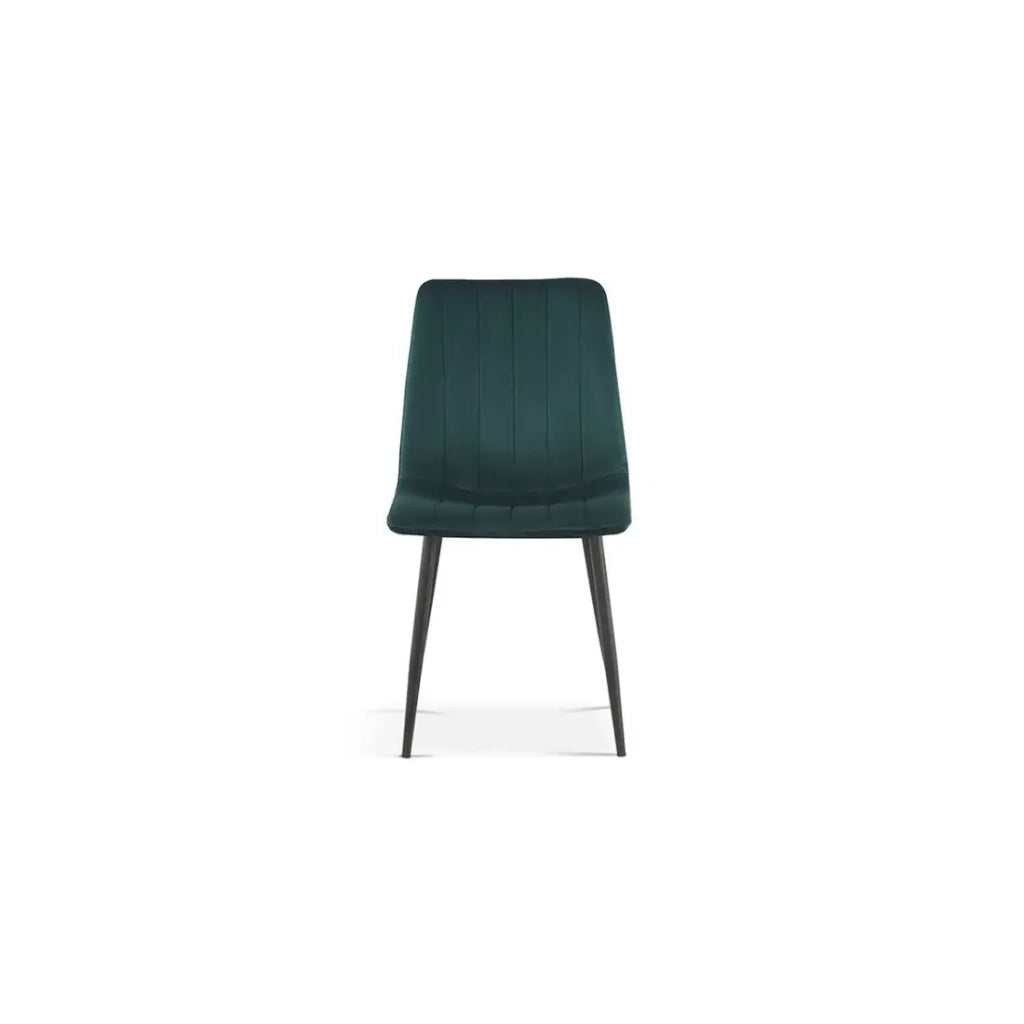 Sedia BRUCE – Velluto verde – Piedi in metallo nero – H86 x L45 x P55 cm