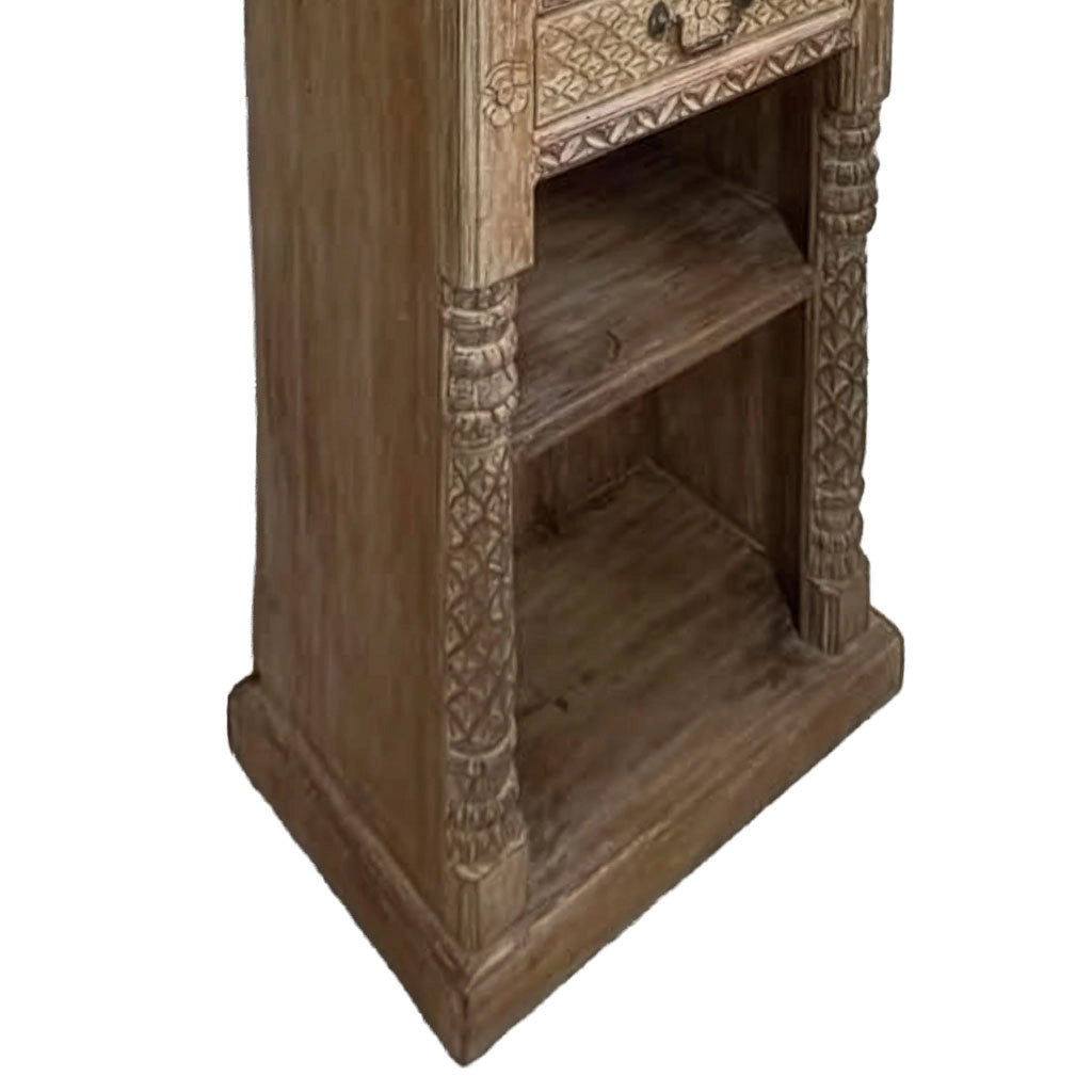 Libreria in legno con finitura artigianale marrone, 57x38x180h cm
