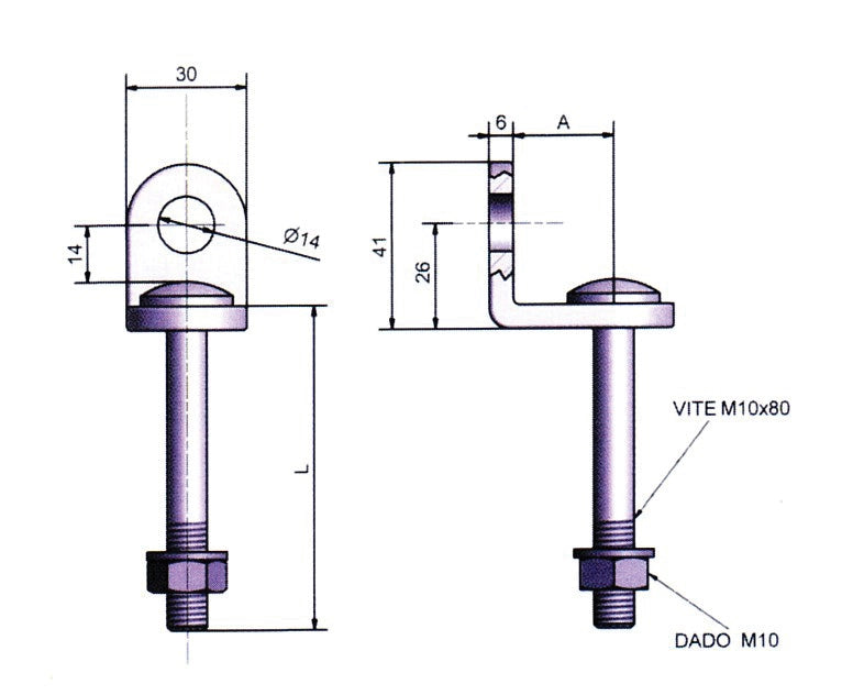POTENT OCCHIOLO FISSO ACC PER LUCCHETTO 26/74 MM- 1,0 pz