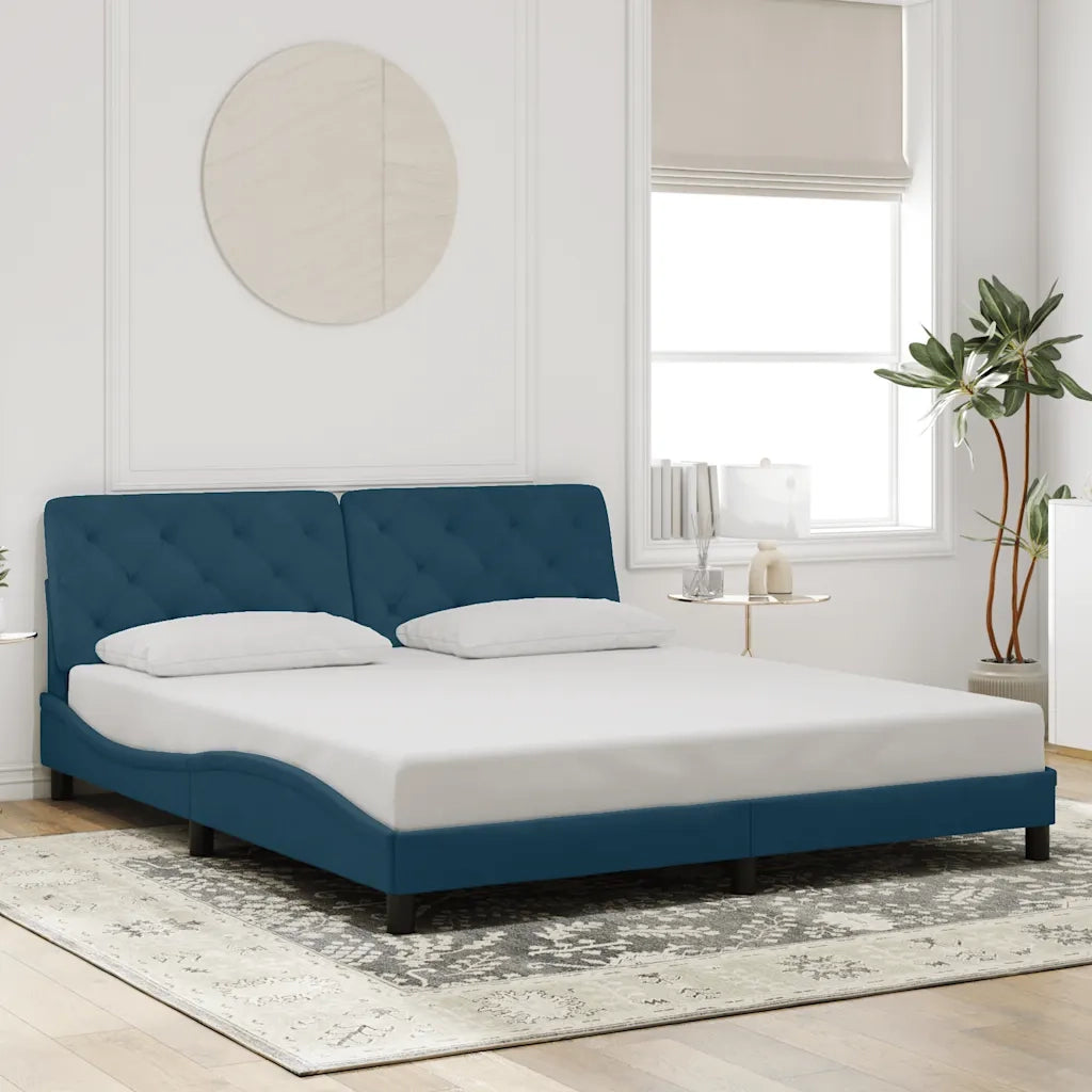 Giroletto senza Materasso Blu 180x200 cm in Velluto