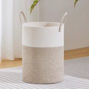 Wastebasket grande per coperte, giocattoli e abiti sporchi - 58 l, bianco e marrone