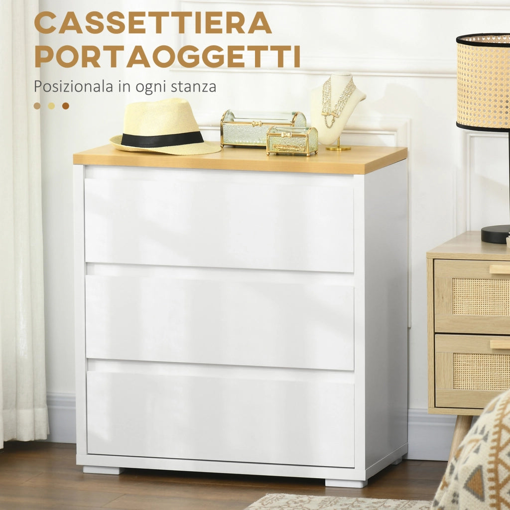 Cassettiera 3 Cassetti in Truciolato Bianco ¨C zephmum ¨C 70x37x75 cm