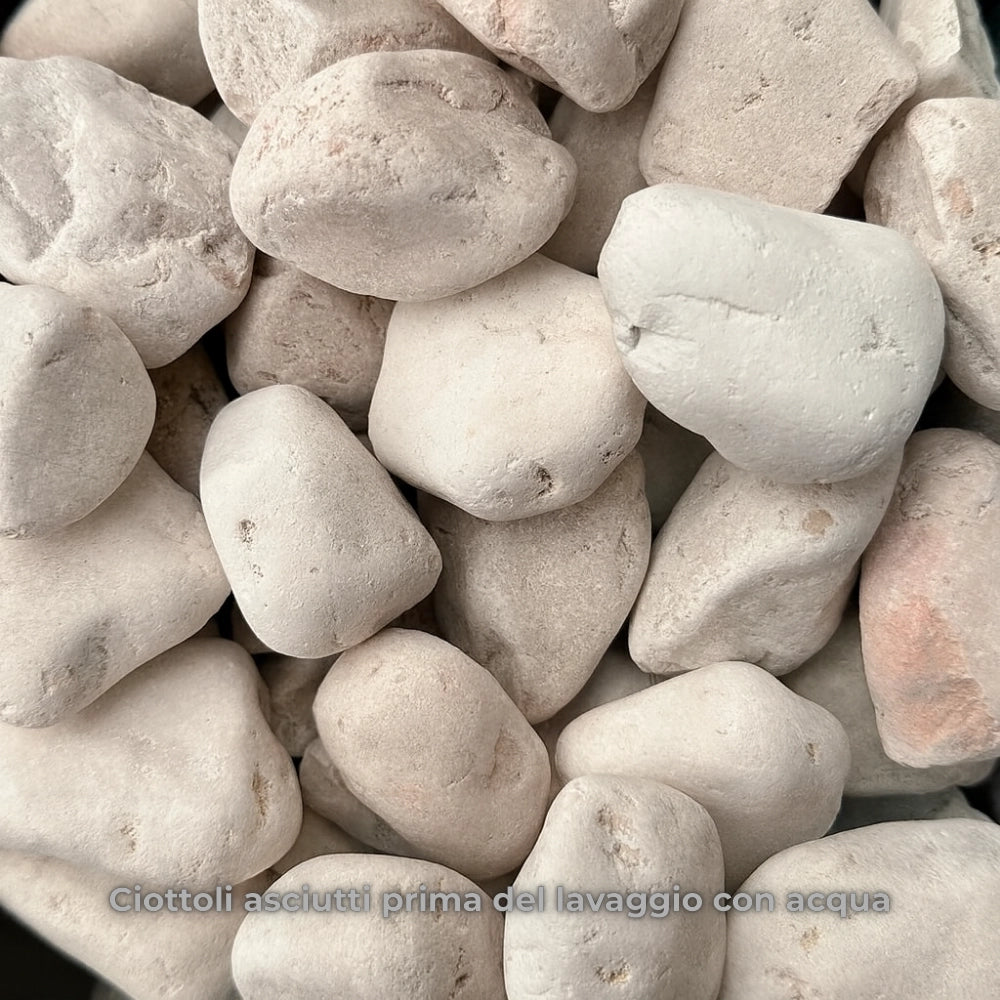 Ciottolo in marmo rosa corallo per decorazioni esterne *** misura 25/40, formato 5 kg, confezione 1