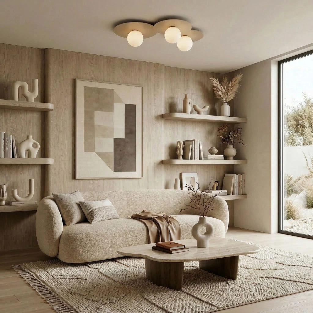Plafoniera decorativa Flat 3 luci E27 beige bianca Luminex