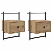 Set di 2 Comodini | Armadio da Notte | Mobiletto da notte Rovere artigianale 35 x 30 x 51 cm