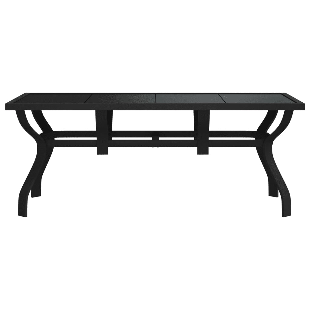 Tavolo da Giardino Nero 180x80x70 cm in Acciaio e Vetro 318769