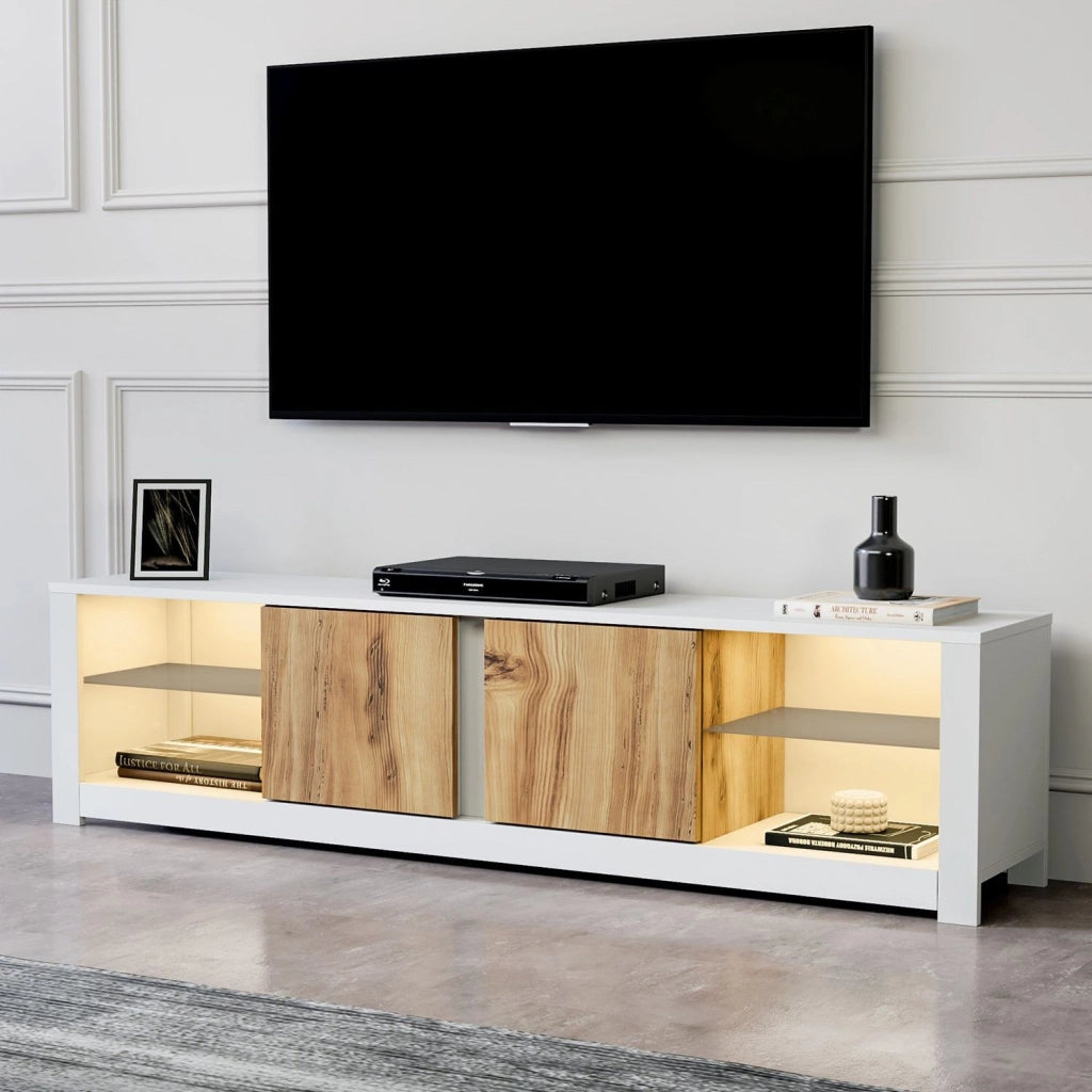 Porta TV in legno "Aydos" 180 x 35 x 45 cm - Bianco