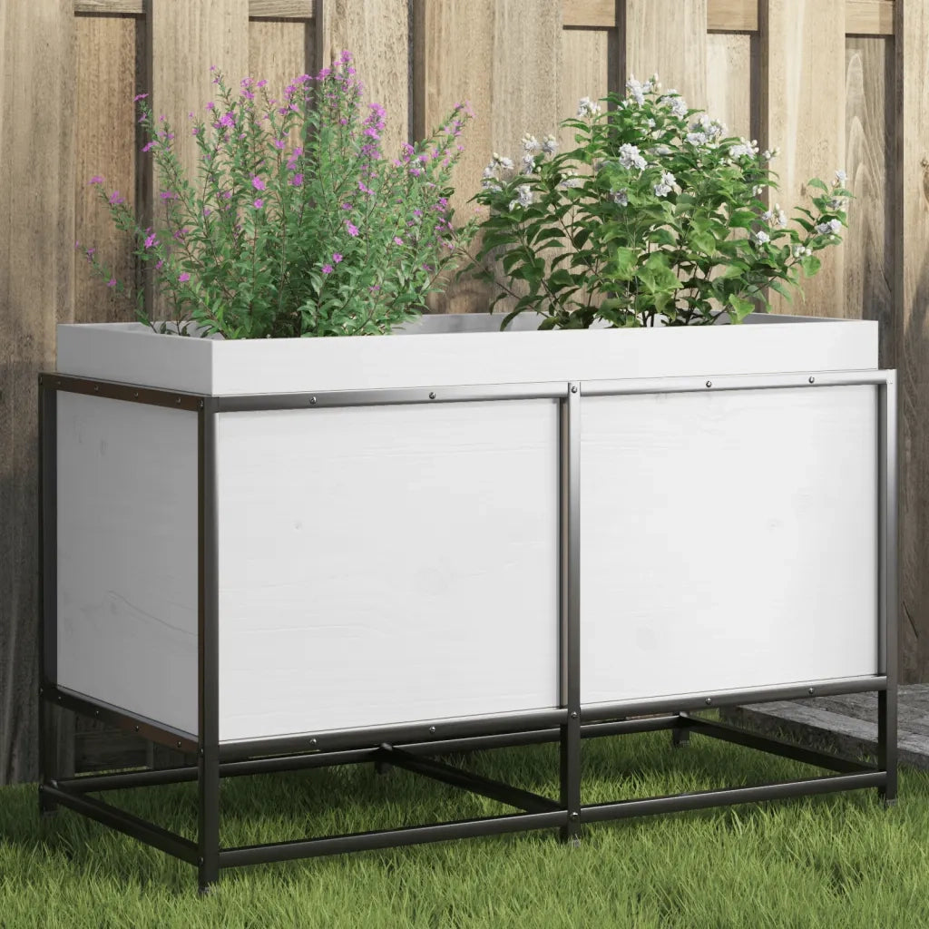 Fioriera da Giardino Bianca 80x40x50 cm Legno Massello di Pino 847029