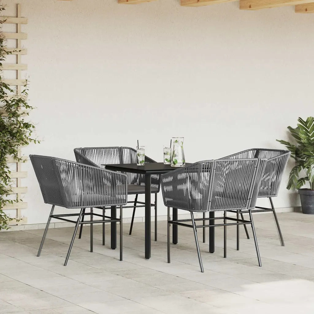 Set da Pranzo da Giardino 5 pz | Set Salotto da Giardino con Cuscini Polyrattan Vetro