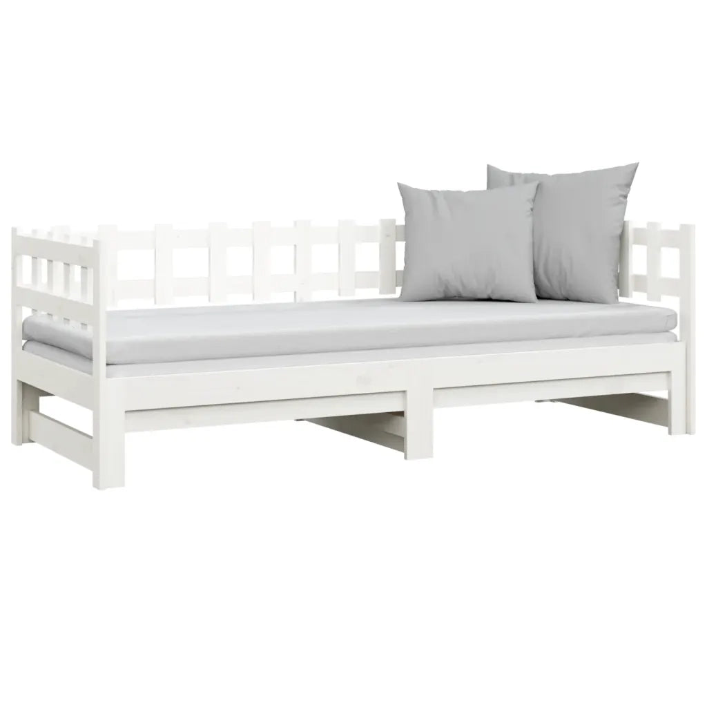 Dormeuse Estraibile Bianca 2x(90x200) cm Legno Massello di Pino cod mxl 60215