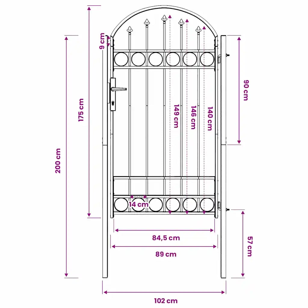 vidaXL Cancello per recinzione Grigio 100 x 175 cm