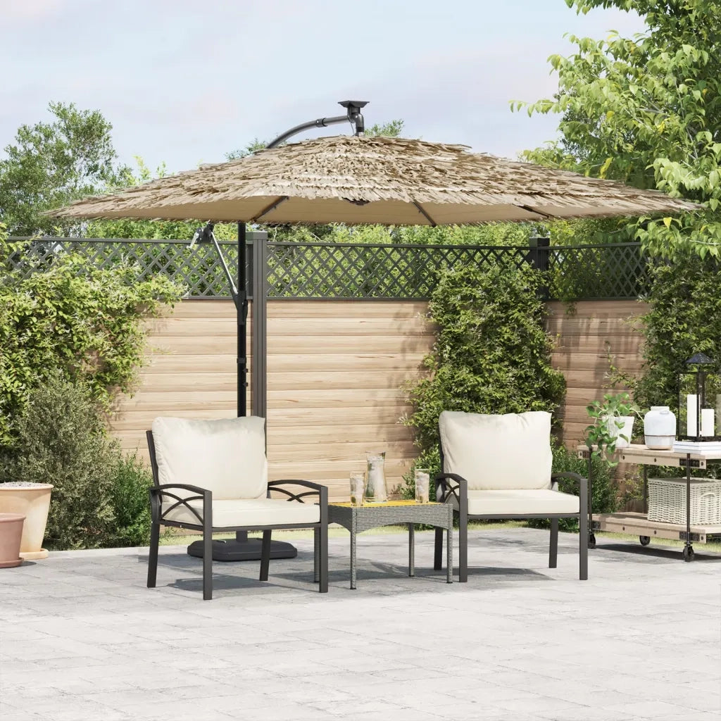 Ombrellone Giardino LED e Palo in Acciaio Marrone 269x269x235cm 4005087