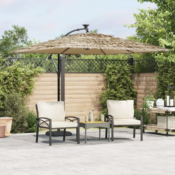 Ombrellone Giardino LED e Palo in Acciaio Marrone 269x269x235cm 4005087
