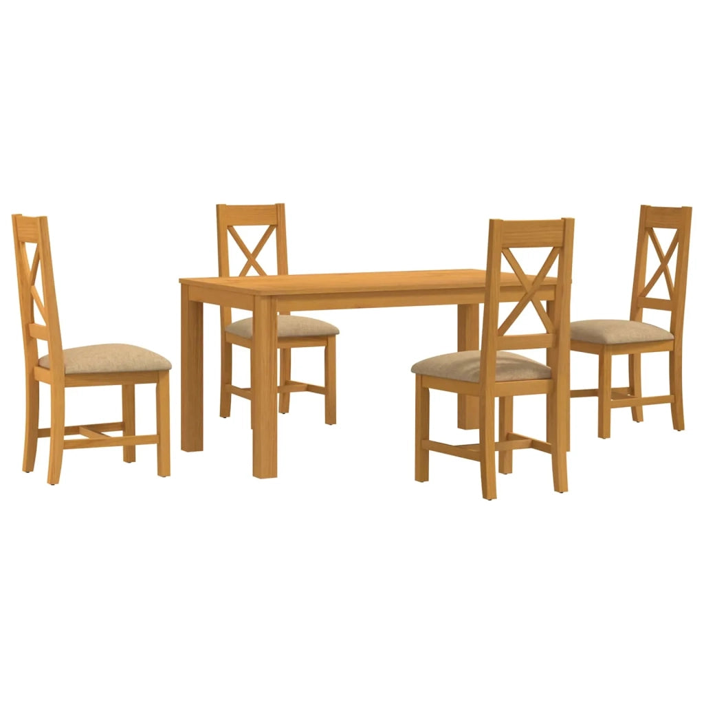Set da pranzo 5 pz Beige Legno di Quercia Massello 3430363