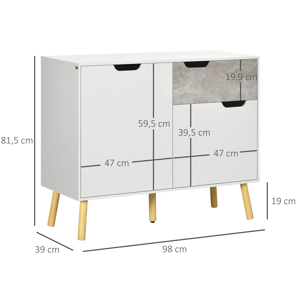 Mobile Cucina con 2 Ante e Cassetto ¨C Zephmum ¨C 98x39x81,5 cm Bianco Grigio