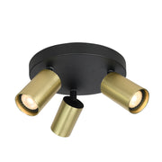 Plafoniera Italux Nesto ottone/nera Ø22 3xGU10 orientabili