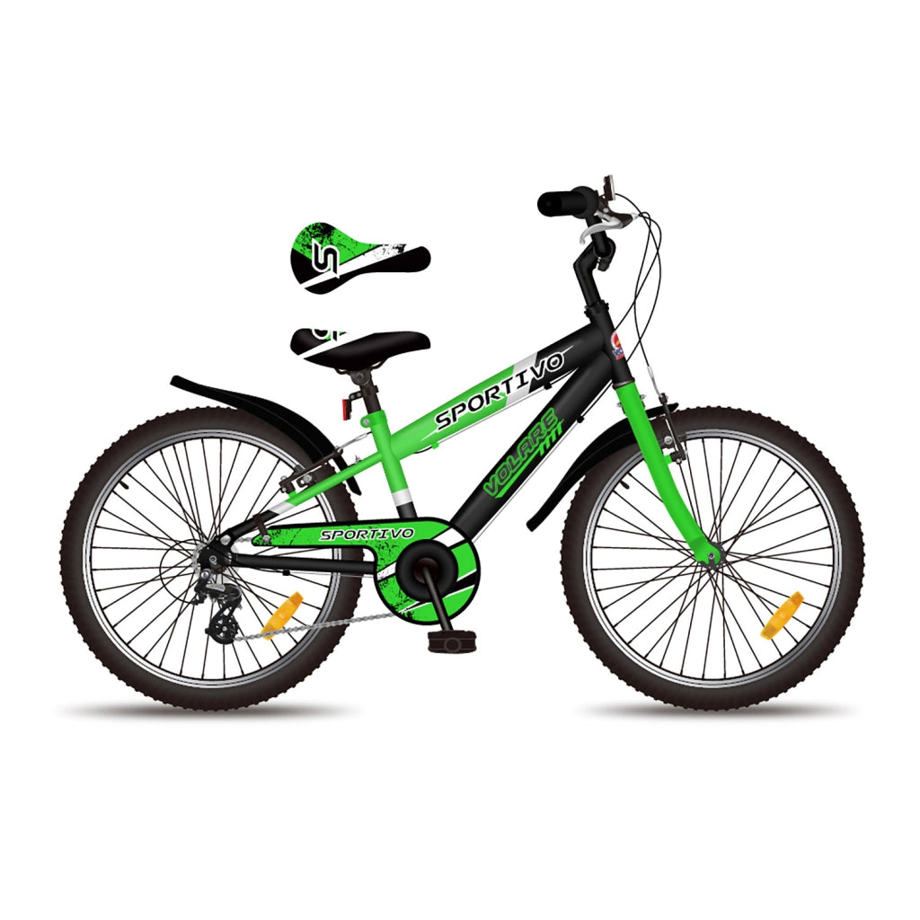 Bicicletta per Bambini 20" Stabilizzatori Freni Vbrake Cambio Shimano 7 Marce e Cavalletto Verde