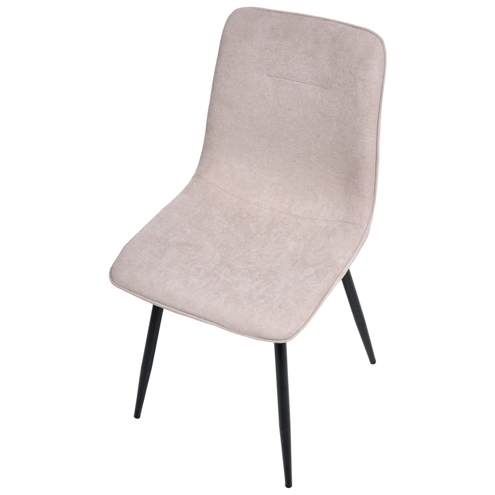 Set di 4 sedie da pranzo Tappezzeria in poliestere beige Gambe nere in ferro Sala da pranzo senza braccioli