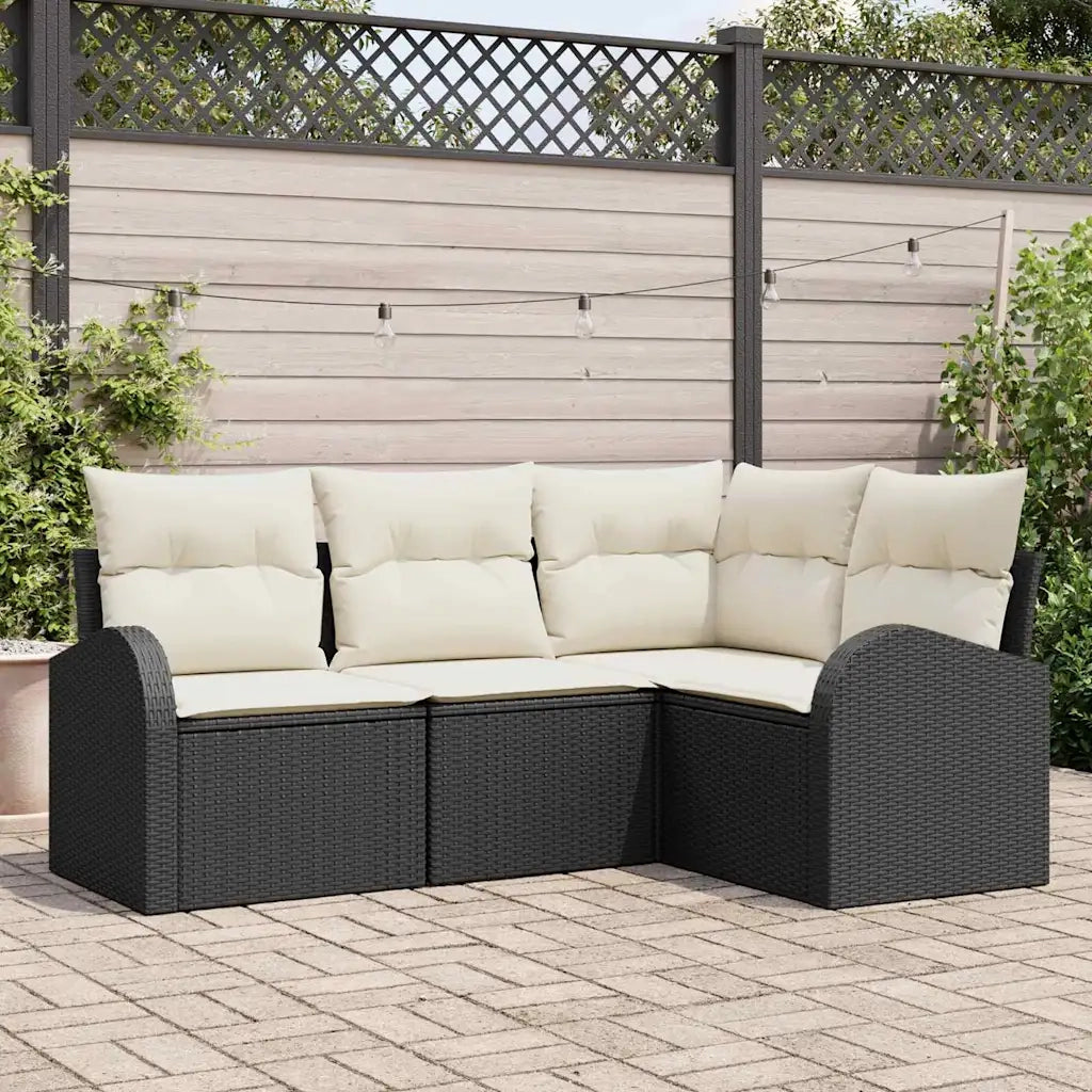 Set Divano da Giardino 4 pcs Nero polyrattan 3346017